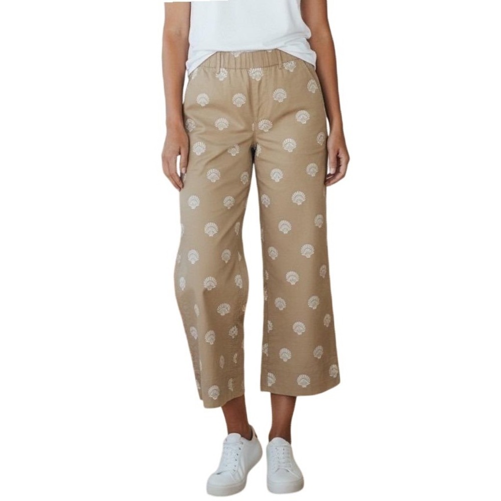 J Crew Reimagined Shell Print Wide Leg Cropped Pants